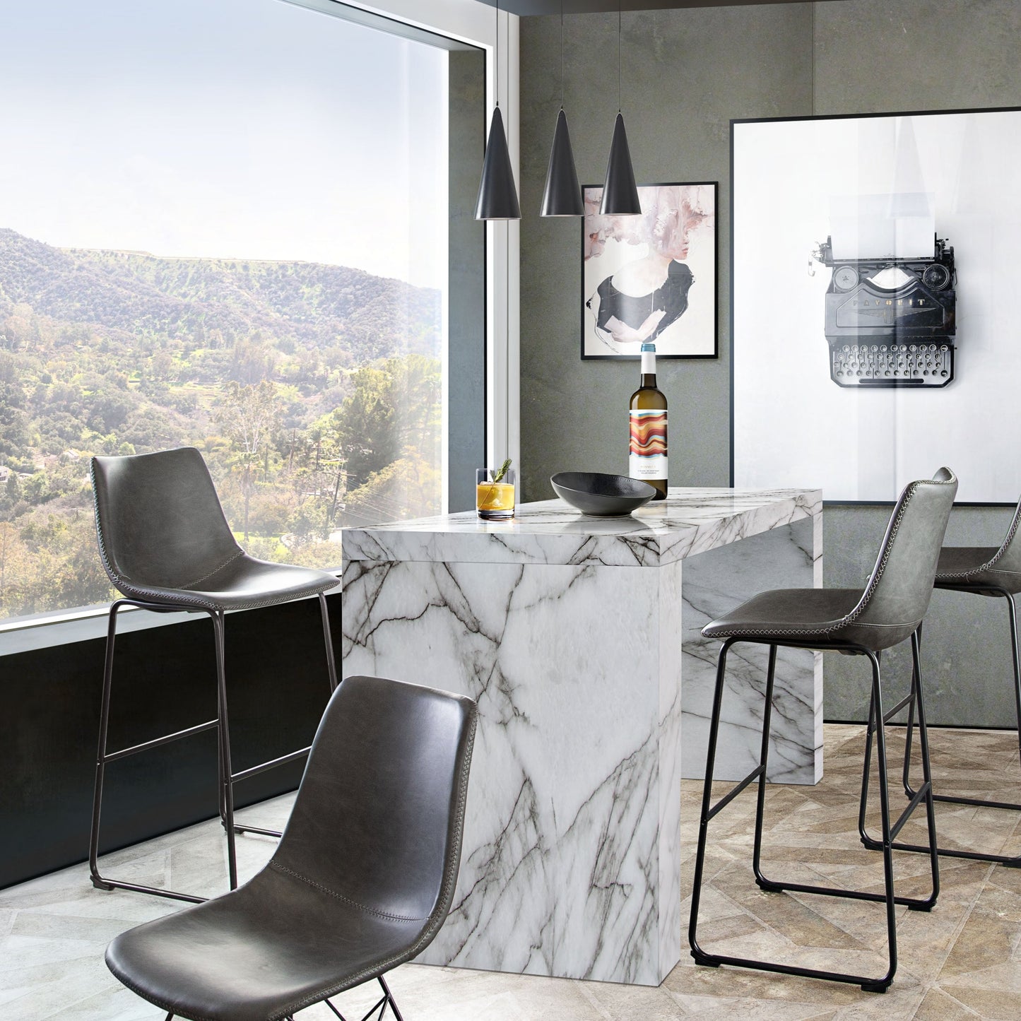 Carter Bar Chair (Set of 2) | Grey